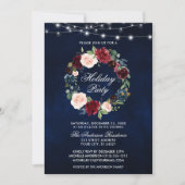 水の色エレガントフローラホリデーパーティライト 招待状 (正面)