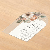 水の色エレガントフローラボホベイビーシャワー アクリル招待状 (レイダウン)