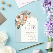 水の色エレガントフローラボホベイビーシャワー アクリル招待状 (インサイチュ (ウェディング))