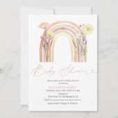 水の色エレガントフローラレインボーベビーシャワー 招待状 (正面)