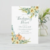 水の色エレガントフローラ感謝祭ディナー 招待状 (スタンド正面)