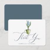 水の色エレガントフローラ結婚の感謝 サンキューカード (正面/裏面)