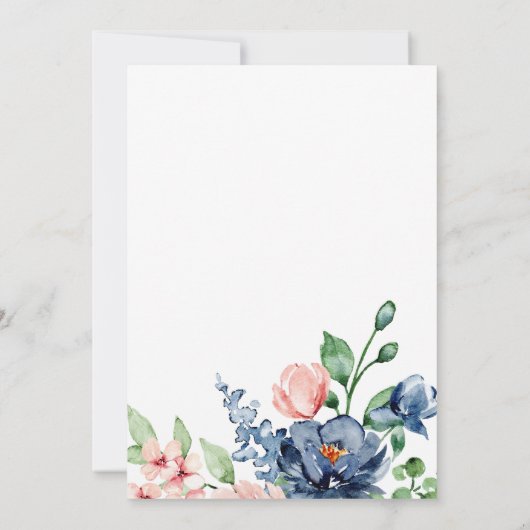 水の色エレガントフローラ、緑の赤ちゃんシャワー 招待状 (裏面)