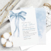 水の色エレガントブルーボウボーイボーイベビーシャワー 招待状