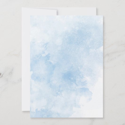 水の色エレガントブルーボウボーイボーイベビーシャワー 招待状 (裏面)