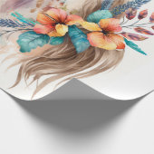 水の色エレガントボホユニコーンフローラ馬ギフト ラッピングペーパー (角)