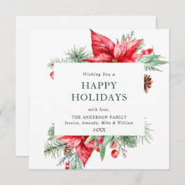 水の色エレガントポインセチアのクリスマスグリーティング シーズンカード