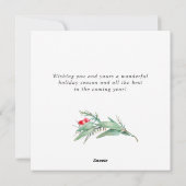 水の色エレガントポインセチアのクリスマスグリーティング シーズンカード (裏面)