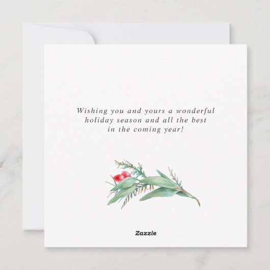 水の色エレガントポインセチアのクリスマスグリーティング シーズンカード (裏面)