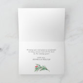 水の色エレガントポインセチアのクリスマスグリーティング シーズンカード (内部)