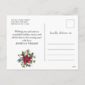 水の色エレガントポインセチアのクリスマスグリーティング シーズンポストカード (裏面)