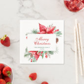 水の色エレガントポインセティアクリスマスホリデー スタンダードカクテルナプキン (インサイチュ)