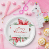 水の色エレガントポインセティアクリスマスホリデー ペーパープレート (パーティー)
