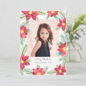 水の色エレガントポインセティアスのクリスマスフォト シーズンカード (スタンド正面)