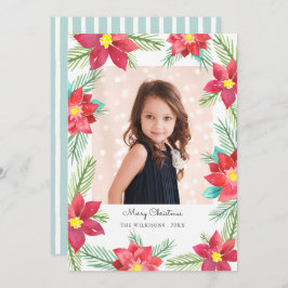 水の色エレガントポインセティアスのクリスマスフォト シーズンカード