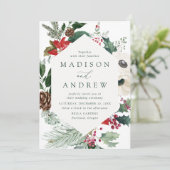 水の色エレガントポインセティアス冬の結婚式 招待状 (スタンド正面)