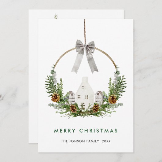 水の色エレガントメリークリスマスの構成 シーズンカード (正面/裏面)
