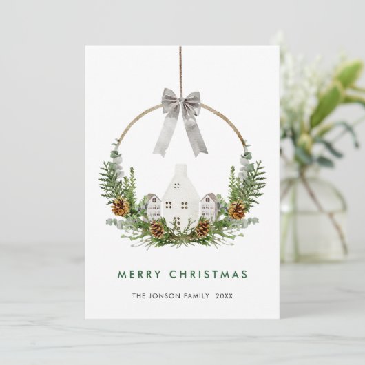 水の色エレガントメリークリスマスの構成 シーズンカード (スタンド正面)