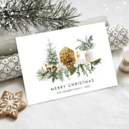 水の色エレガントメリークリスマスの構成 シーズンカード