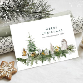 水の色エレガントメリークリスマスの構成 シーズンカード