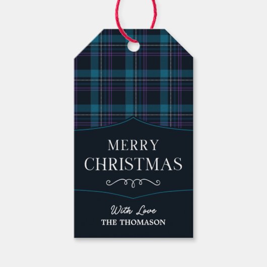 水の色エレガントメリークリスマスギフトラベル ギフトタグ (正面)
