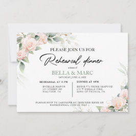 水の色エレガントユーカリのリハーサルディナー 招待状