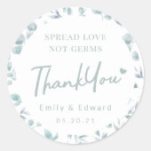 水の色エレガントユーカリプスハンドサニタイザーの好意 ラウンドシール (正面)