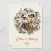 水の色エレガントリースクリスマスフォトカード シーズンカード (正面)