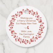 水の色エレガントローズヒップメリークリスマス。ラウンド フェイバータグ (裏面)