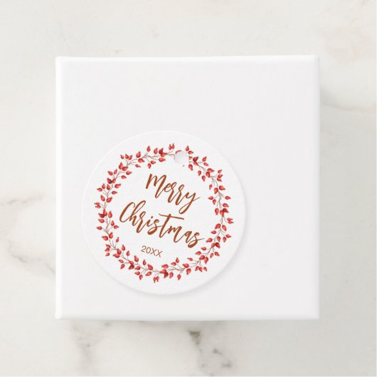 水の色エレガントローズヒップメリークリスマス。ラウンド フェイバータグ (インサイチュ)