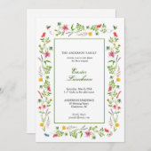 水の色エレガントワイルドフラワーイースターブランチAnnoun 案内状 (正面/裏面)