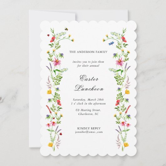 水の色エレガントワイルドフラワーイースター昼食会 案内状 (正面)