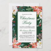 水の色エレガント冬のフローラクリスマスパーティー 招待状 (正面)