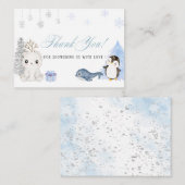 水の色エレガント冬の北極動物のベビーショー ノートカード (正面/裏面)