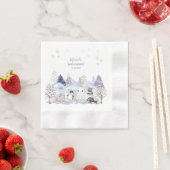 水の色エレガント冬の北極動物バ 縁ありカクテルナプキン (インサイチュ)