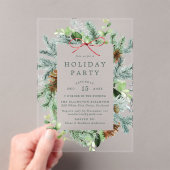 水の色エレガント冬の緑のホリデーパーティー アクリル招待状 (インサイチュ (ポータブル))