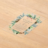 水の色エレガント冬の緑のホリデーパーティー アクリル招待状 (レイダウン)