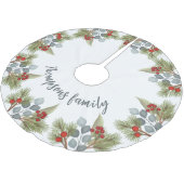 水の色エレガント冬の緑の松ユーカリ ブラッシュドポリエステルツリースカート (アングル)