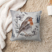 水の色エレガント冬アメリカンロビンクリスマス クッション (ブランケット)