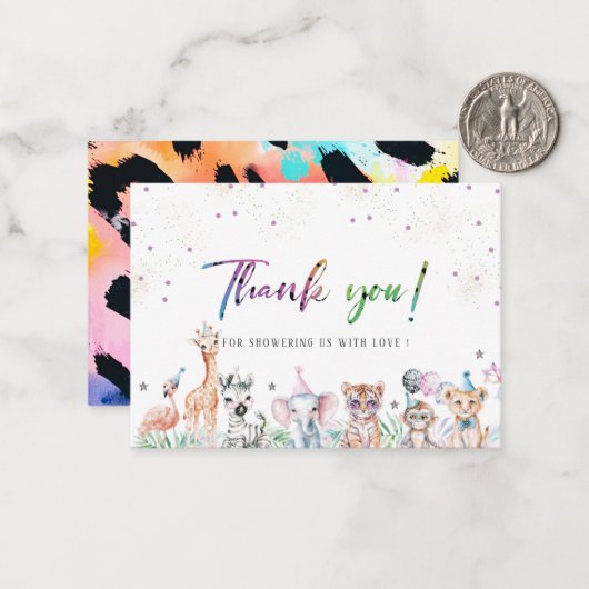 水の色エレガント反抗的な子どもサファリ動物よりも ノートカード (正面/裏面インサイチュ)