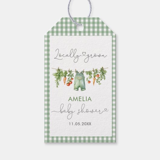 水の色エレガント地元の赤ちゃんシャワー ギフトタグ (正面)