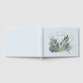 水の色エレガント多肉乳児シャワーブルー ゲストブック (全面)