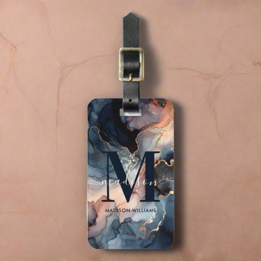 水の色エレガント大理石抽象芸術モノグラム旅行 ラゲッジタグ