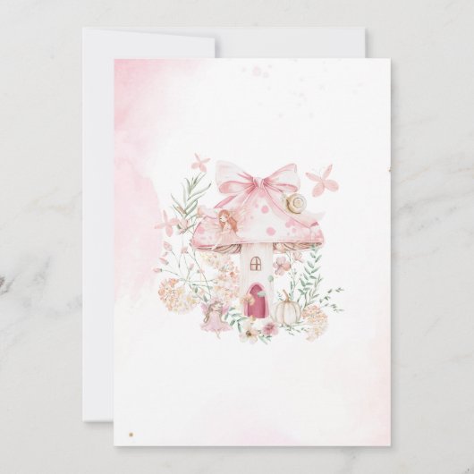 水の色エレガント妖精の最初の誕生日ベビーショー 招待状 (裏面)