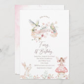 水の色エレガント妖精の最初の誕生日ベビーショー 招待状 (正面/裏面)