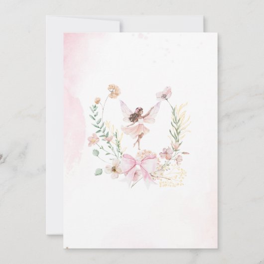 水の色エレガント妖精は2つの誕生日を回している 招待状 (裏面)