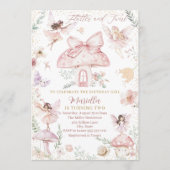 水の色エレガント妖精は2つの誕生日を回している 招待状 (正面)