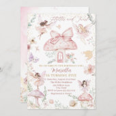 水の色エレガント妖精は5つの誕生日を回している 招待状 (正面/裏面)