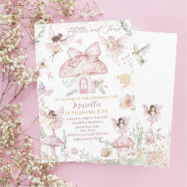 水の色エレガント妖精は5つの誕生日を回している 招待状