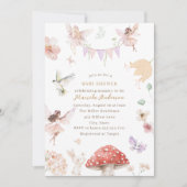 水の色エレガント妖精ワイルドフラワーガーデンベビー 招待状 (正面)